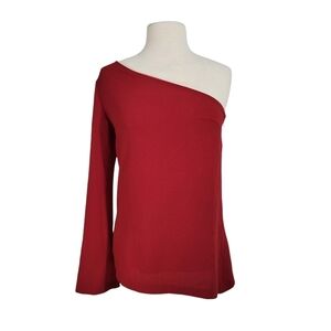 Askari Asymmetric One Shoulder Bell Sleeve Blouse
